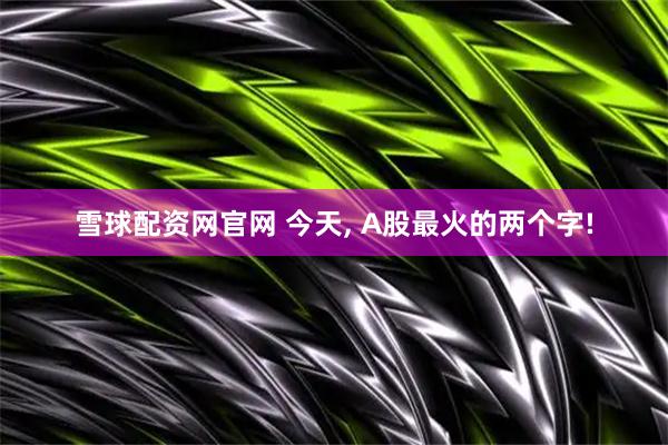 雪球配资网官网 今天, A股最火的两个字!